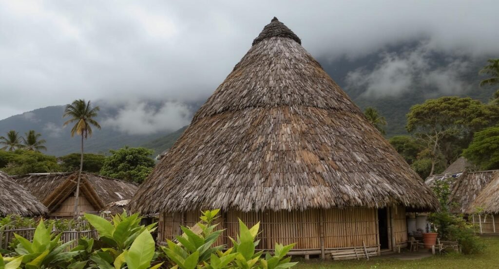 Mbaru Niang traditional conical thatched house at Wae Rebo village Flores Indonesia
