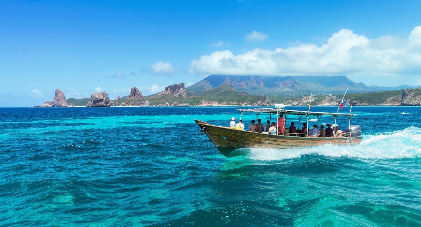 Budget boat day trip in Komodo National Park Indonesia with tourists snorkelling